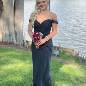Scarlett Black Off-Shoulder Prom Dress